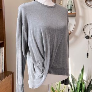 Grey Cinched Side Casual Sweatshirt
